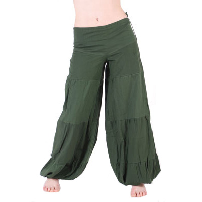 Pantalon baggy large baggy vert foncé - Hippie Yoga